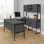 Bureau d'ordinateur, L 48 po, bureau personnel, qualité commerciale, stratifié gris, métal noir, contemporain, moderne-309738761