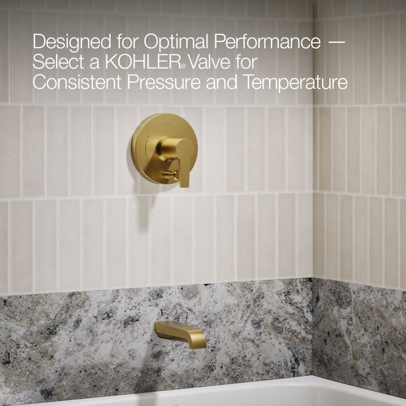Pitch Rite-Temp Bath And Shower Trim Kit With Push-Button Diverter 1.75 Gpm, Brushed Brass