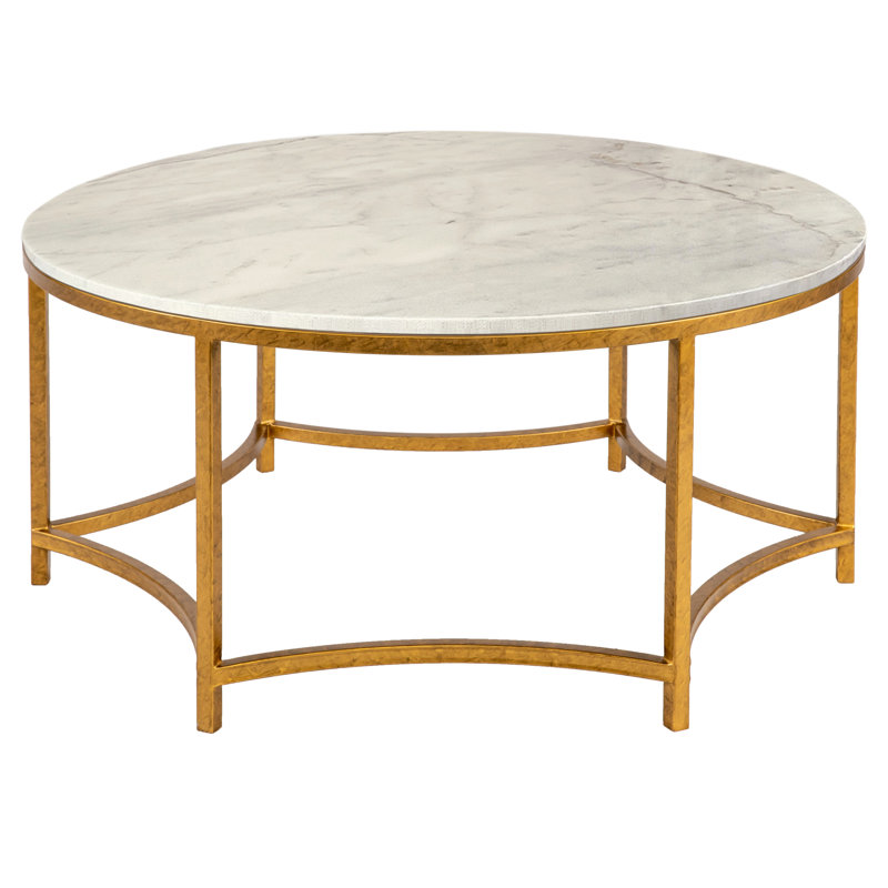 Table basse Megan Trestle 1, Marbre de Carrare, Or royal