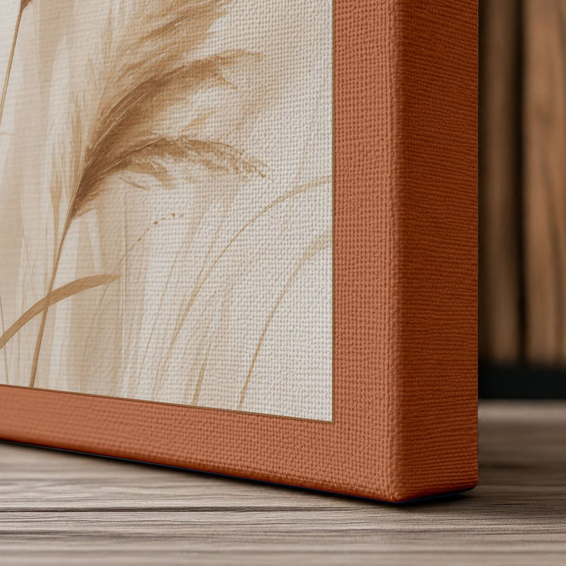 Delicate Pampas Plumes Botanical - Wrapped Canvas, 18x12 - 45.7 x 30.5 cm, Terracotta Border