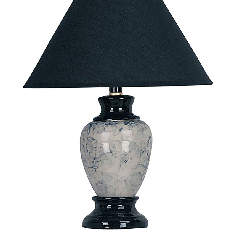 Lampe de table haute 13 po en céramique, en forme d'urne, abat-jour en lin