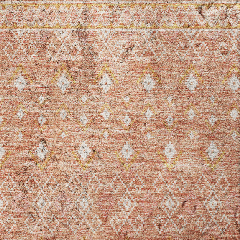 Tapis bohème ADS709 de qualité supérieure lavable à la machine, Saumon, 10 pi x 14 pi