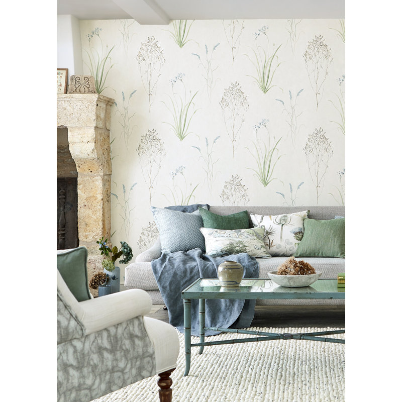 Farne Grasses Wallpaper, Silver/Ivory