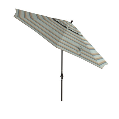 Parasol de patio en bronze 11 pieds avec manivelle en aluminium dans la brume Gateway Sunbrella