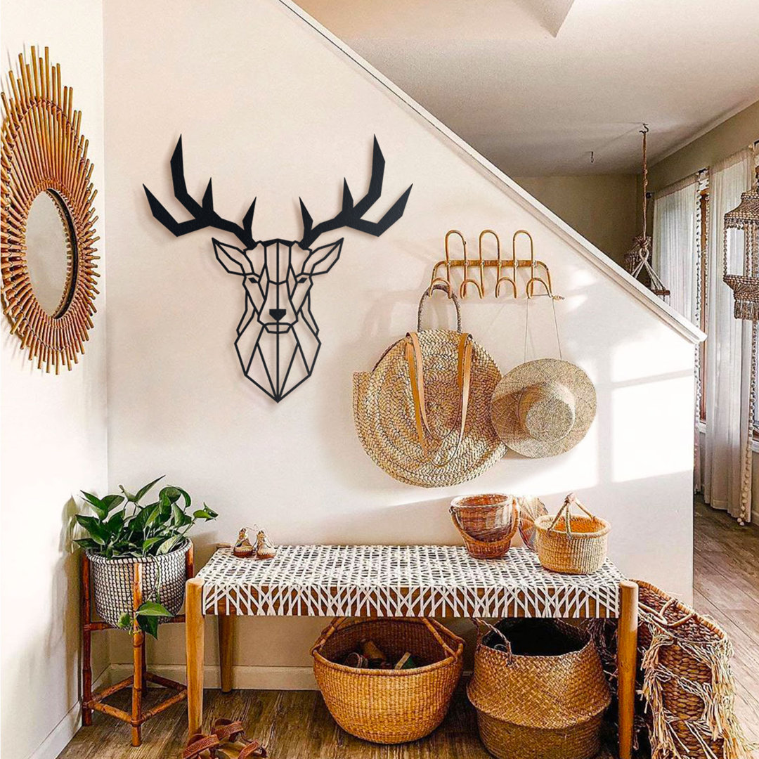 Deer Head Wall Décor, Metal Geometric Deer Head, Wall Decoration, Animal Heads Deer Decorations