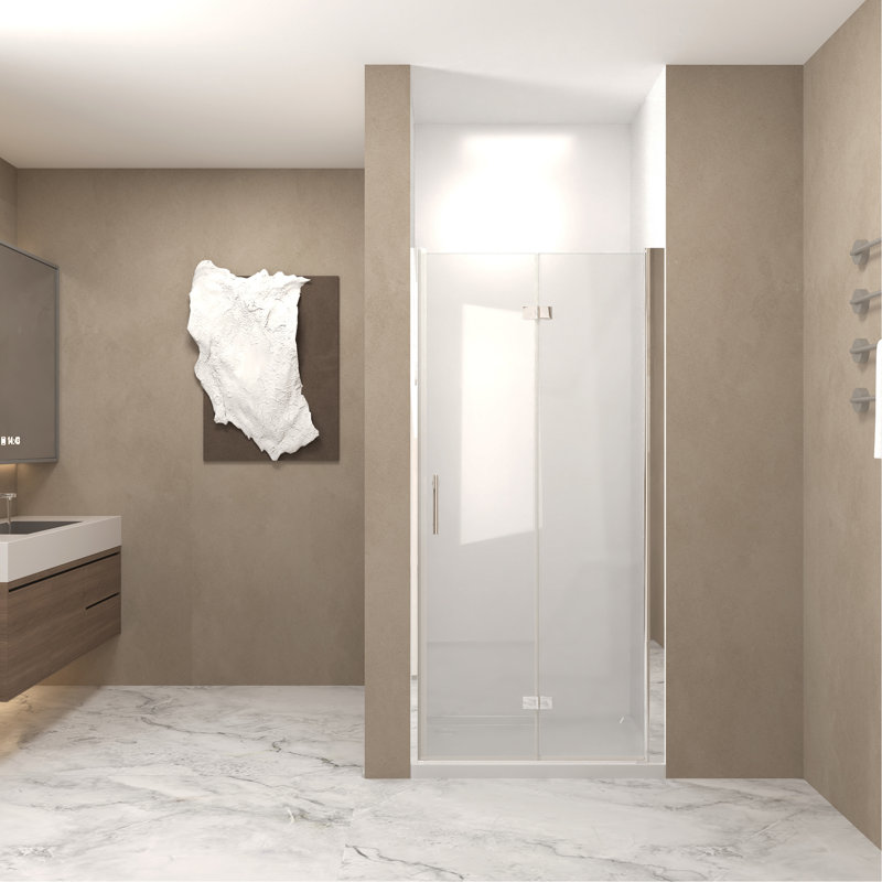 37-36 "X 72" Bifold Shower Door, 1/4"(6Mm) Tempered Glass, Aluminum Frame, Explosion Proof Film