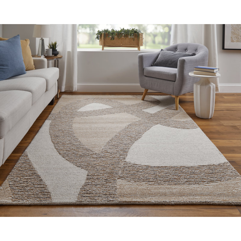 Jennae Performance Hand Tufted Wool Abstract Indoor Rug, Rectangle 9' x 12'