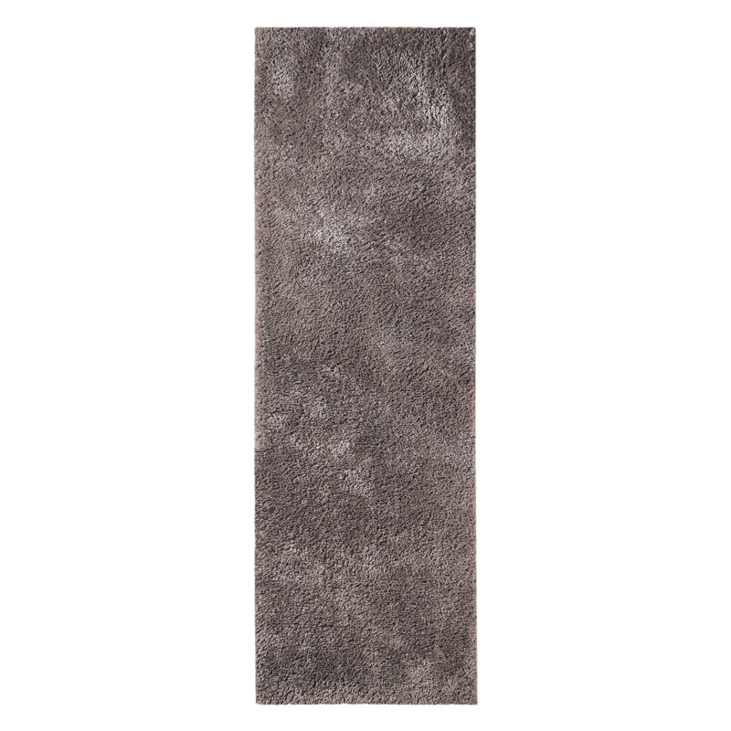 Claire Berlin 100% Polypropylene Plush Shag Fuzzy Modern Solid Runner, Runner 2'7" x 8'