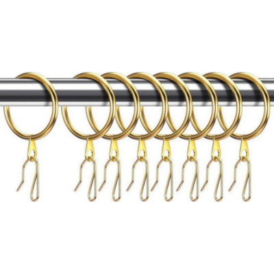 Ensemble de 30 anneaux de rideaux métalliques avec crochets, diamètre intérieur de 3,2 cm, résistants à la rouille, compatibles avec les tringles standard, glissement fluide, couleur or.