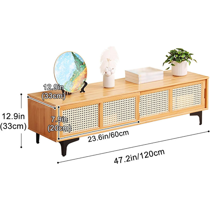 Bamboo TV Stand 2 Doors 47 Inch Color, Brown Wood