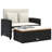 Ebern Designs Patio Sofa With Cushions 2-Seater Poly Rattan&Acacia Wood-666200312-666200314
