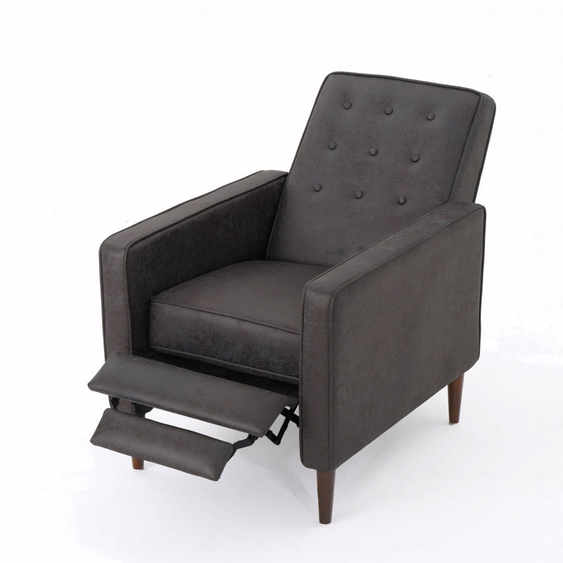 Fabric Upholstered With Recliner Function Chair Mid-Century Modern With Recliner Function Pushback Single With Recliner Function Sofa With Thicker Seat Cushion Tufted Upholstered Sofa With Wooden Leg