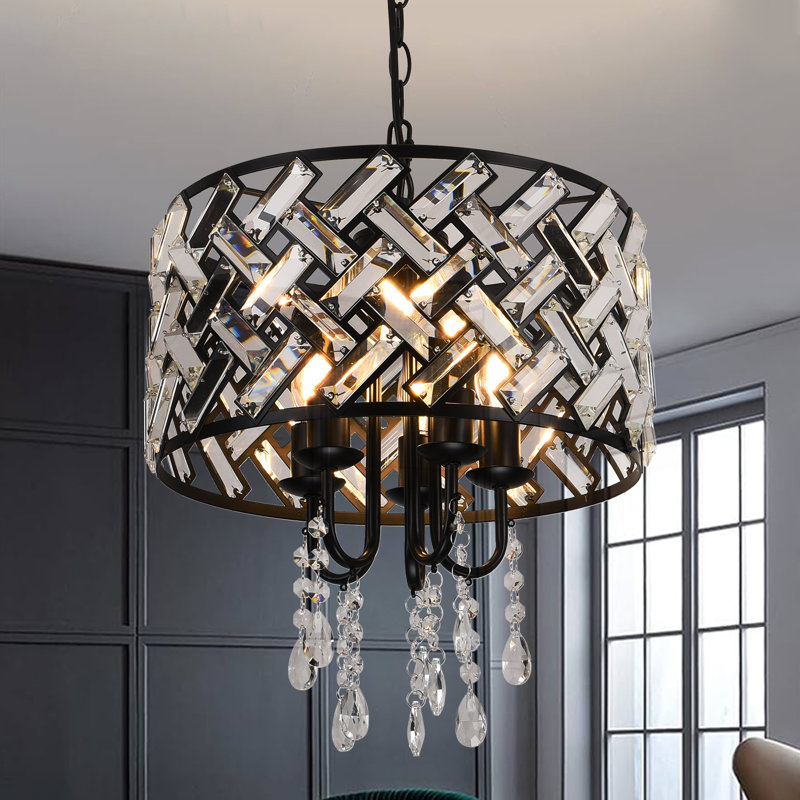 Kimesha 5 - Light Dimmable Drum Chandelier with Crystal Accents