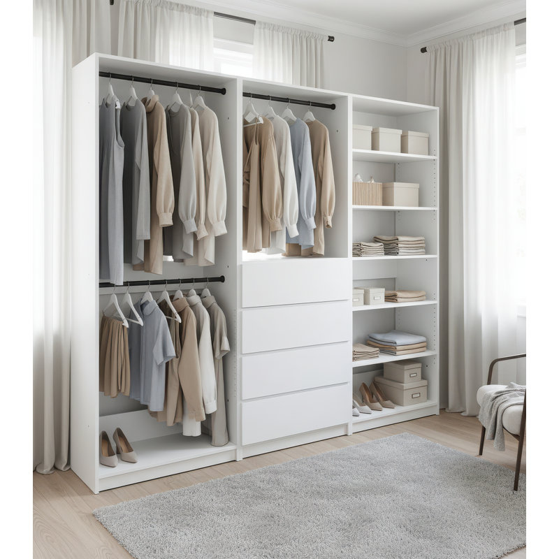 Système d'organisation en bois Prosper, Blanc