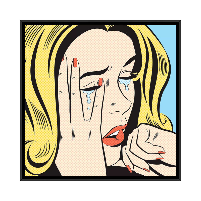 Crying Woman by Joseph McDermott - Print on Canvas, 45.72 cm H x 45.72 cm W, Black Framed