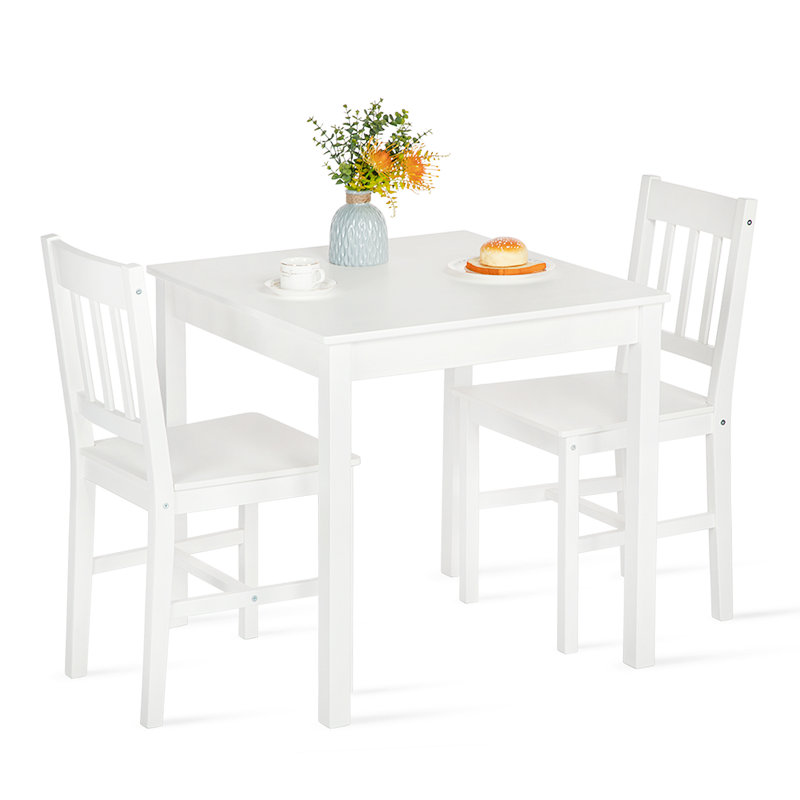 Ragsdale 2 - Person Pine Solid Wood Dining Set, White, White