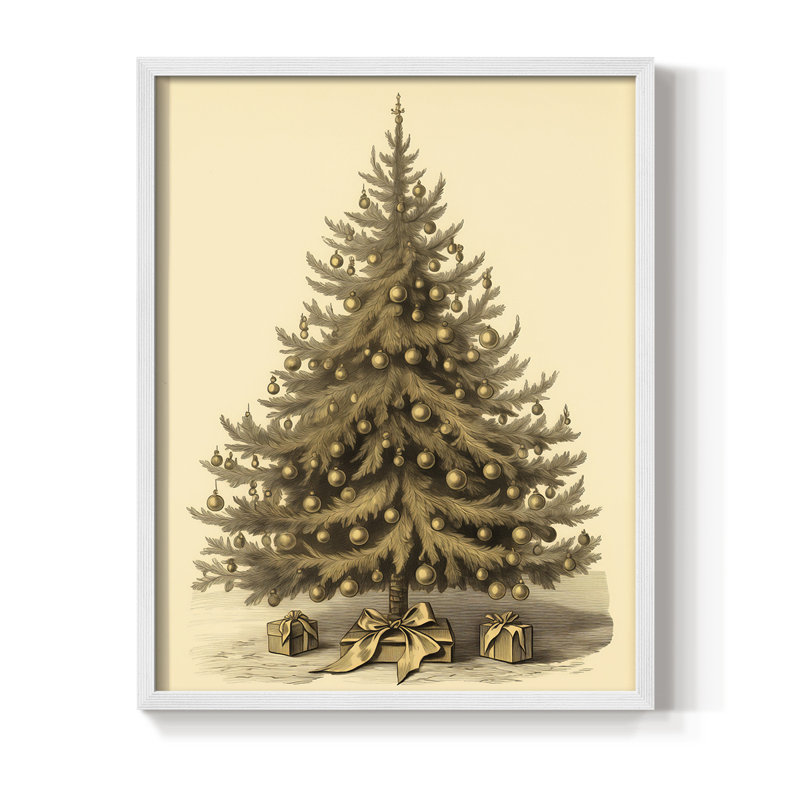 «Christmas Holiday Art CDL XXXII», reproduction d'art encadrée - bois massif, H 30 po x l 24 po, Blanc