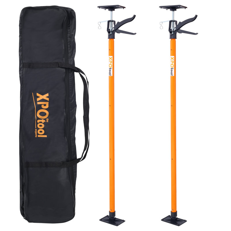 Adjustable Steel Support Pole System with Non-Slip Pads, Orange (2-Pack)