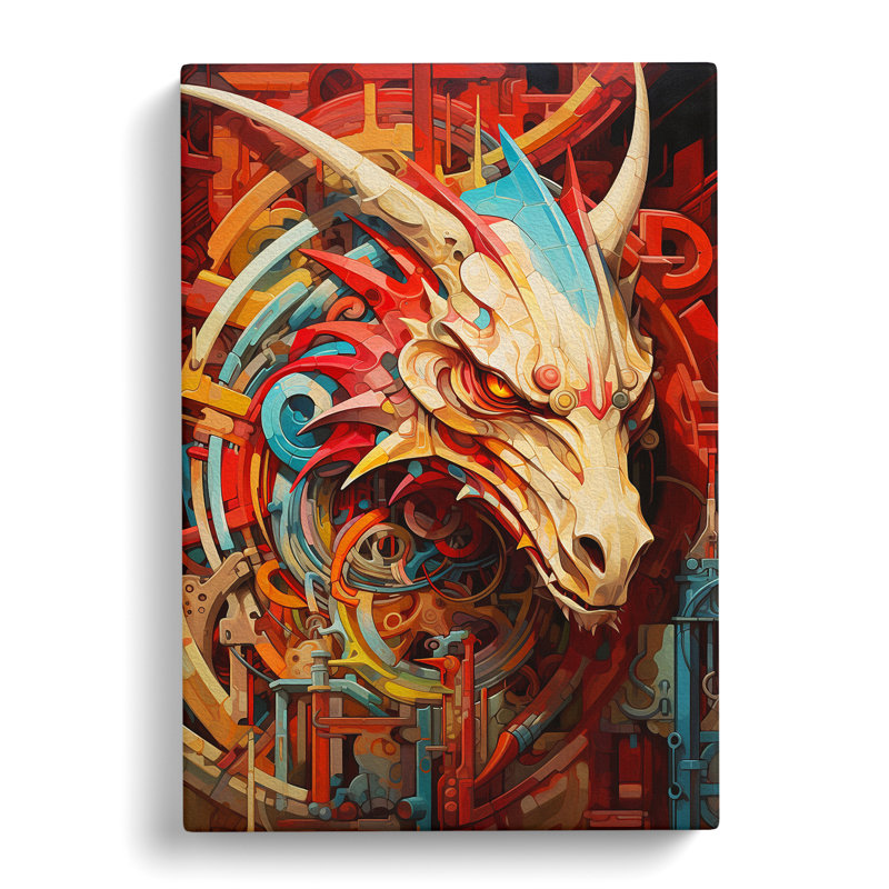 Dragon Constructivism Art - Wrapped Canvas, 50cm H x 35cm W x 3cm D