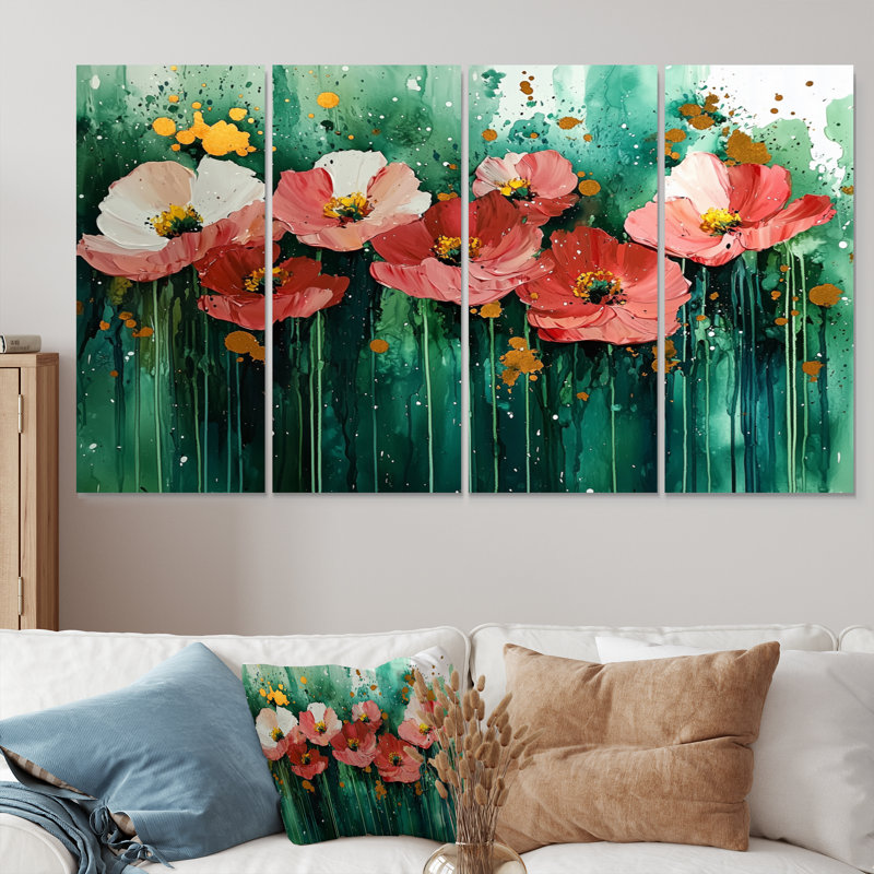 Humphries - coquelicots, art mural traditionnel, 4, H 28 po x l 48 po