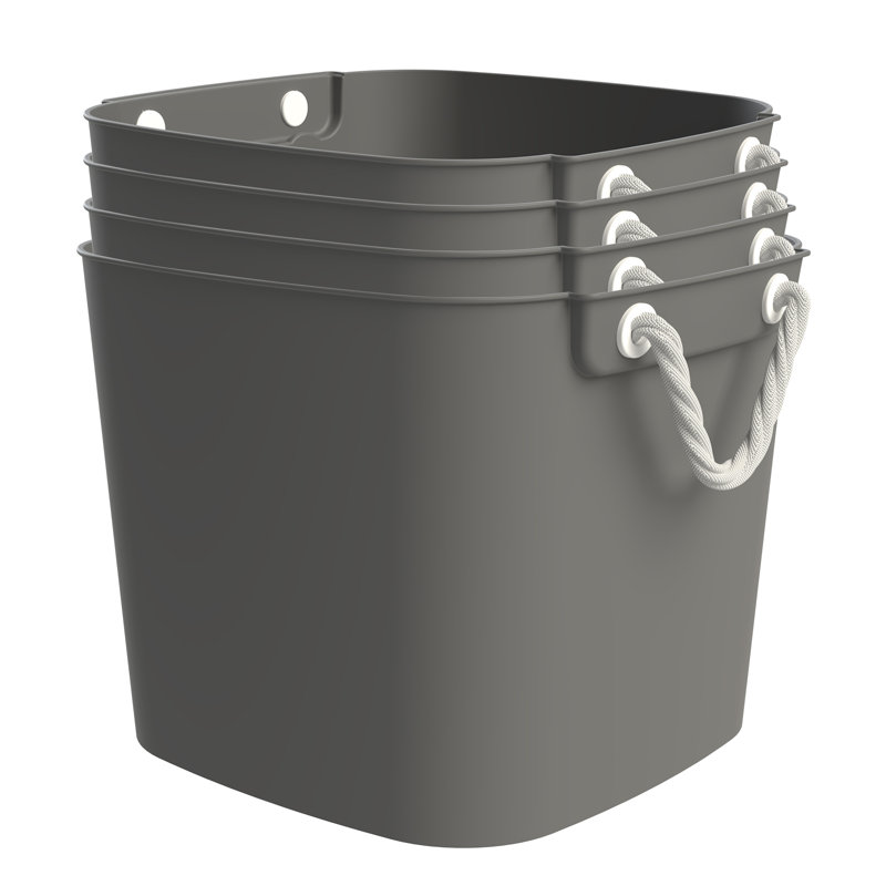  42 Qt Flexi Tub, Versatile Storage Tote, Home Organizer, Gray, 4 Pack, Gray