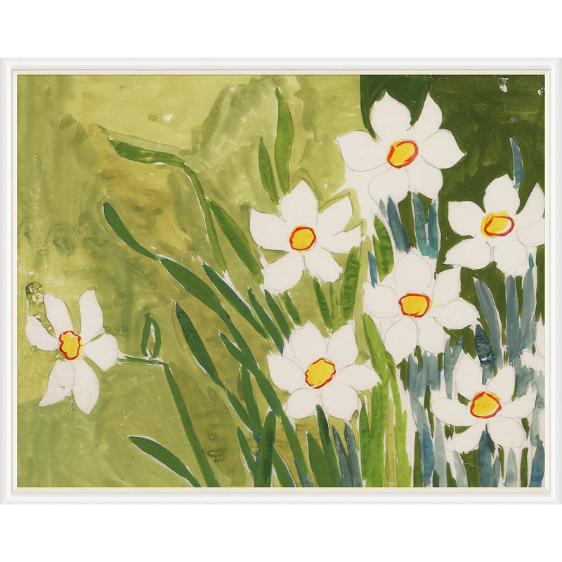 Fleur Blanche Print by Paule Marrot, White Framed, 43" H x 54" W x 1.25" D