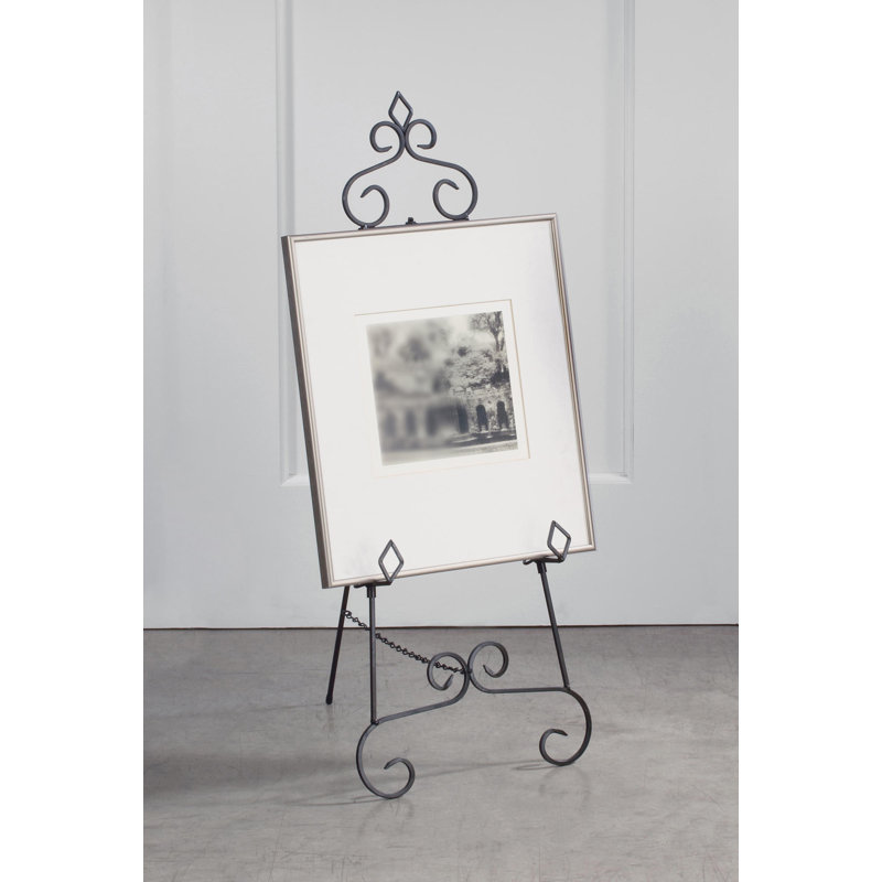 Hyeon Fleur De Lis Living Folding Metal Tripod Easel, 36" H x 14.75" W x 3" D, Black