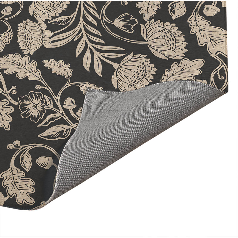 Tapis de cuisine antidérapant Autumn Vines, Gris anthracite, Rectangle 5 pi x 7 pi