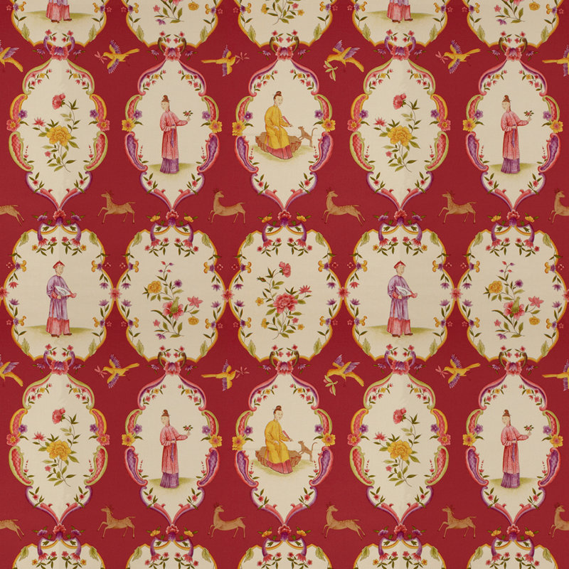 Geisha 100% Cotton Fabric, Lacquer Red/Purple