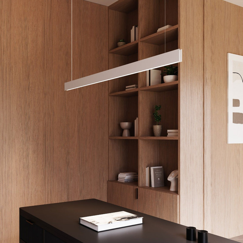 Lithe 1 - Light LED Kitchen Island Pendant, Textured White, 2.25" H x 48" W x 0.75" D