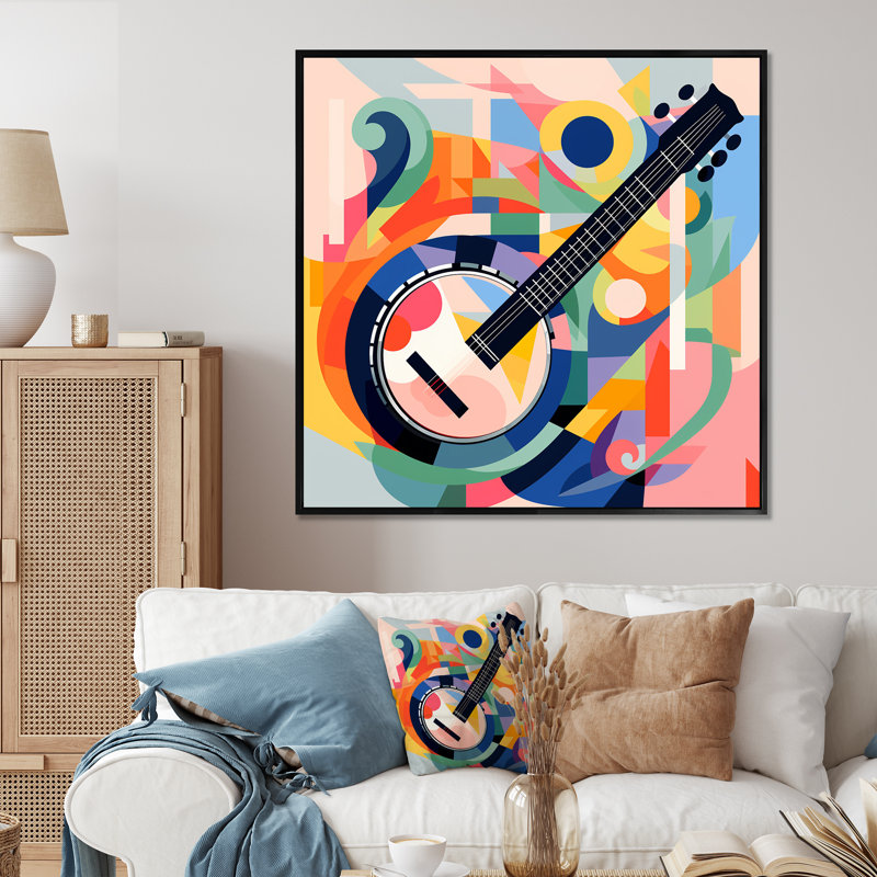 Banjo Serenade - fruits, art mural, Cadre flottant noir, H 30 po x l 30 po x P 1,5 po