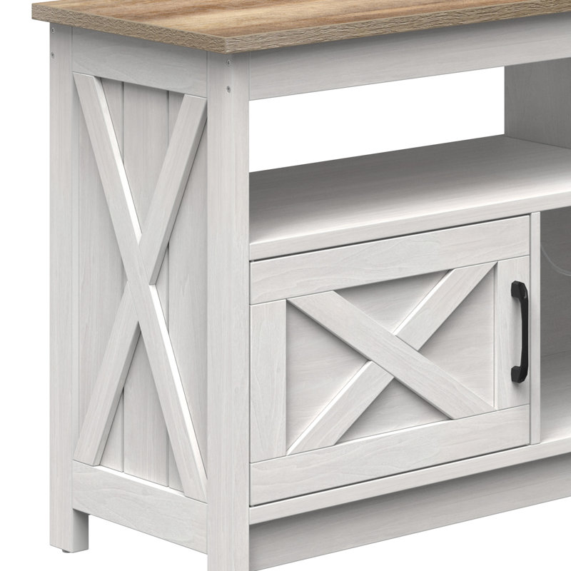 Meuble télé 59,00 po Leighia, Blanc/chêne, 59"