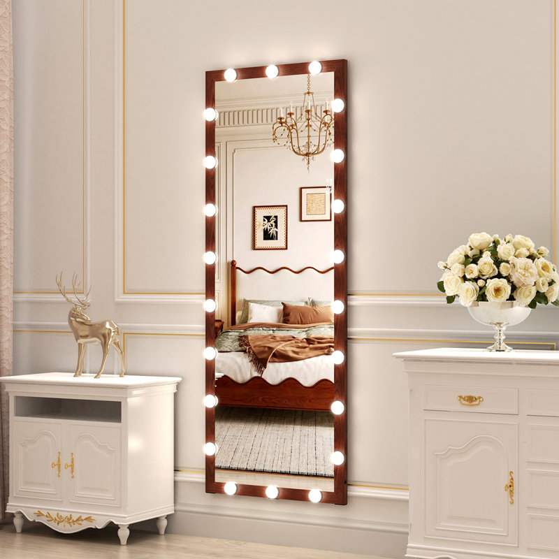 Full Length Mirror With Lights Full Body Vanity Mirror With 3 Color Modes Wall Lighted  Standing Floor Mirror For Dressing Room Bedroom Hotel Touch Control 62.6"X23.3"