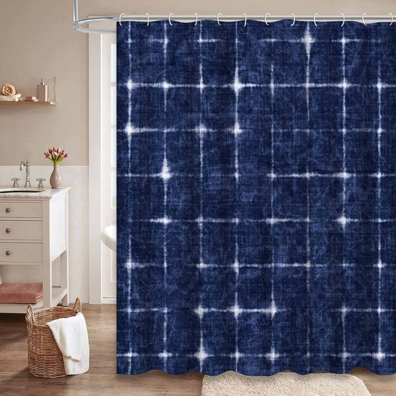 Rideau de douche Broken Grid Indigo, L 72 po x l 72 po