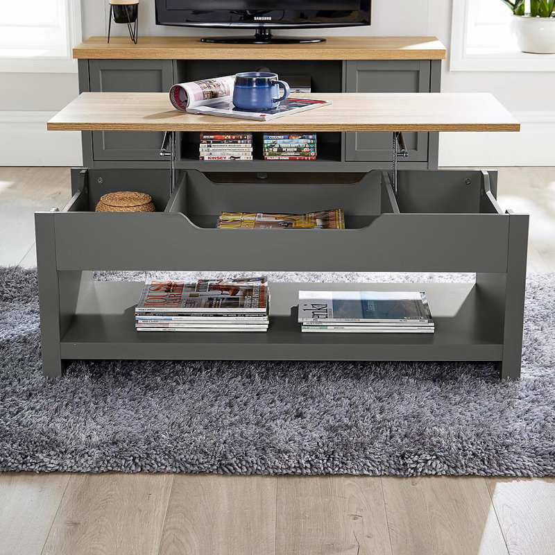 Acushnet Lift Top Coffee Table with Storage, Dark Grey