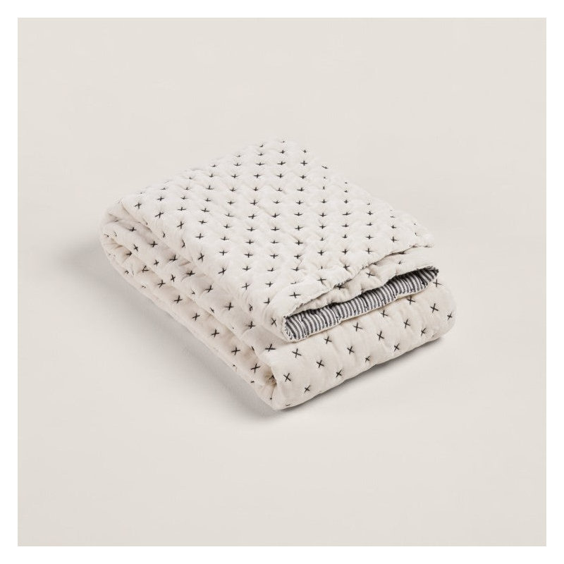 Quilted Throw Blanket, Pale Grey