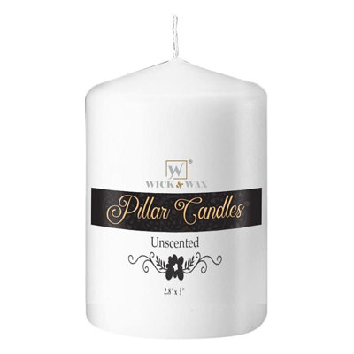 3"x3" Unscented White Pillar Candle (3 ct.)