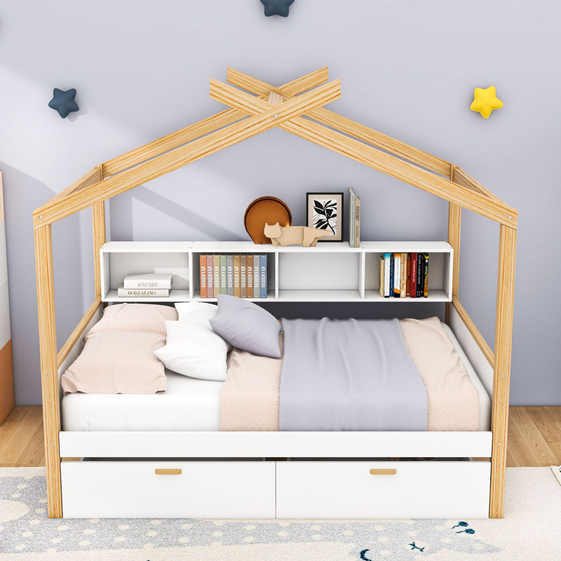 House Bed With Drawers And Shelves, Full
