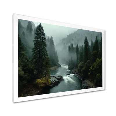 «Morning Mist In The Vancouver Mountains - Forest River Mountains, reproduction d'art sur toile, paysage vert»