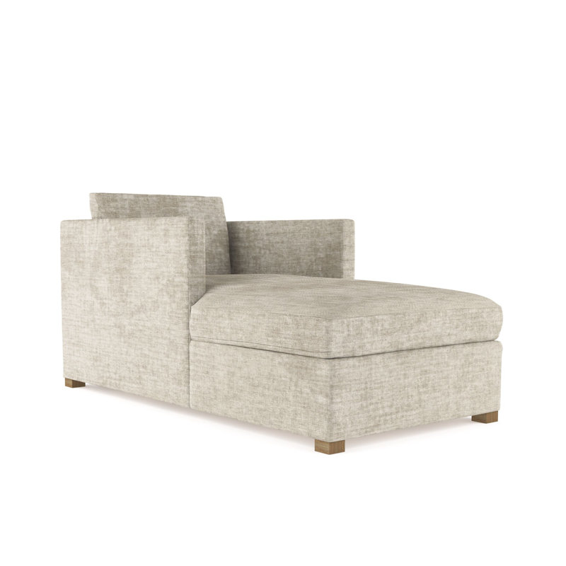 Madison Chaise Lounge, Plush Velvet Oyster, Weathered