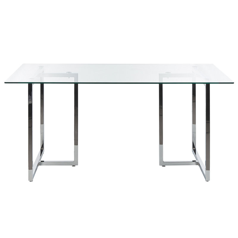 Bedina Glass Top Metal Base Dining Table