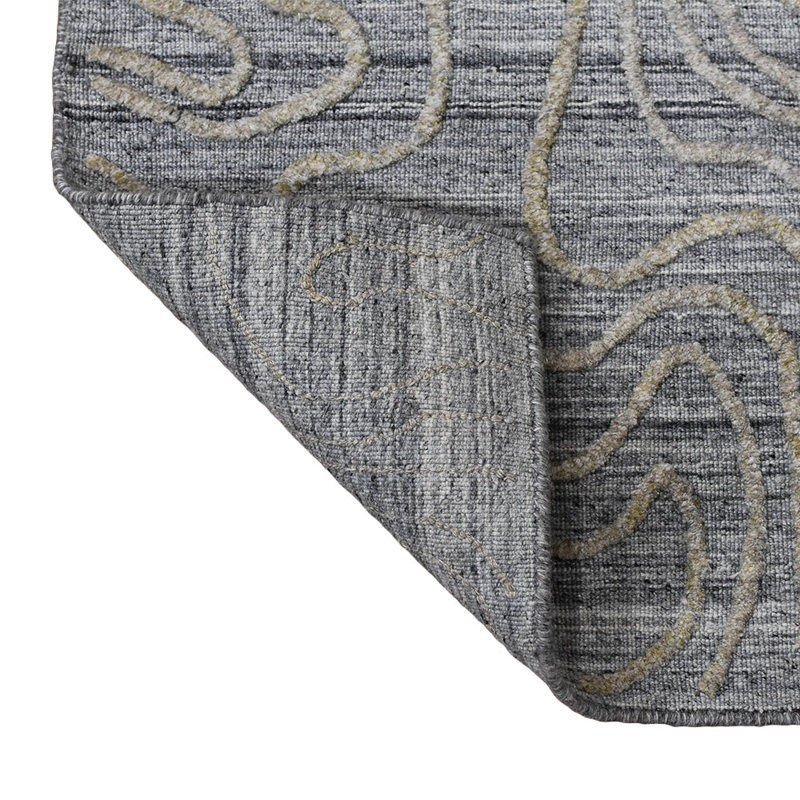 Hand Woven Overtufted Kilim Abstract Polypropylene Silver Rectangle Indoor Area Rugs, Rectangle 4'x6'