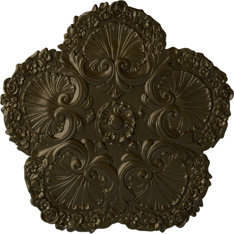 Médaillon de plafond Endurathane Felix, l 25 1/4 po x H 17 1/4 po x P 1 3/4 po, finition craquelée d'hamamélis peinte à la main
