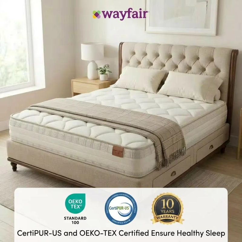 Luxury 25cm Pocket Sprung Mattress , Medium Firm Comfort with Individual Motion Isolation and Breath, Kingsize (5')
