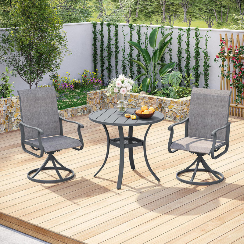 Round Patio Dining Set, Gris
