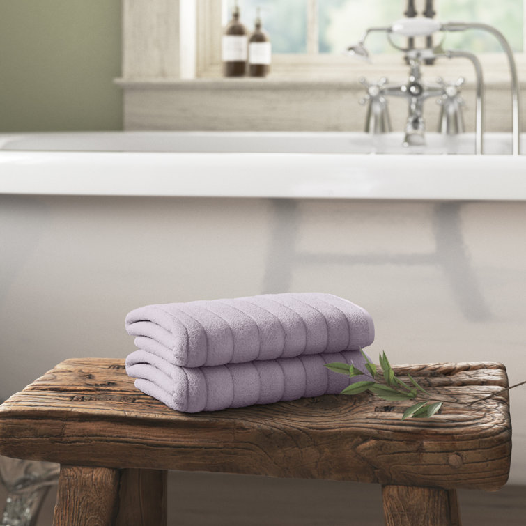 LANE LINEN Ribbed White Bath Towels - 100% Cotton Towel Sets for Bathroom,  Zero Twist, Soft Textured Bathroom Towels, Absorbent, Quick Dry, 2 Bath