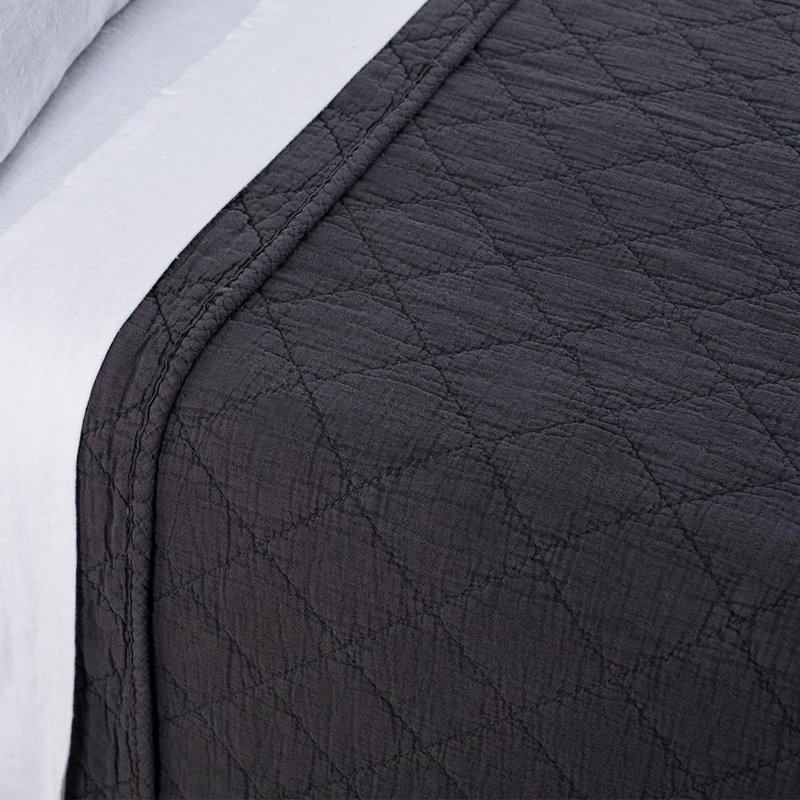 Huntington Cotton Sham, King Coverlet, Midnight