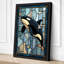 Stained Glass Orca Geometric - Wrapped Canvas-175726720-175726723