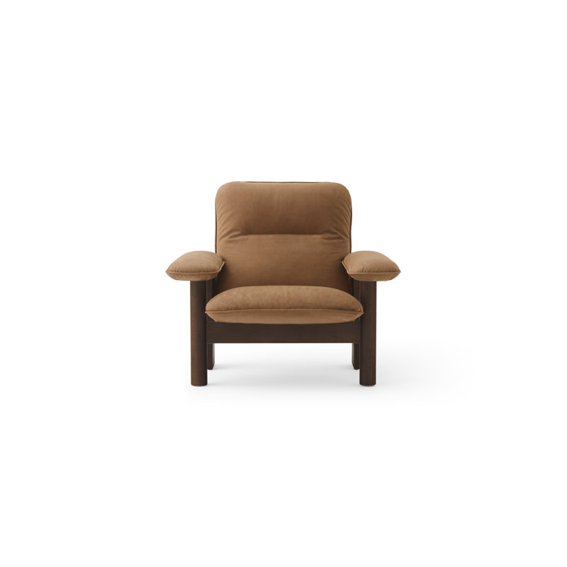 Brasilia Boucle Chair, Dunes 21004 Camel Genuine Leather, Walnut