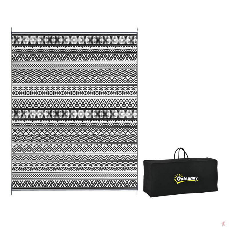 Outsunny Reversible Outdoor Rug,  Waterproof Plastic Straw Floor Mat, Portable Rv Camping Carpet With Carry Bag, Large Floor Mat For Backyard, Deck, Picnic, Beach